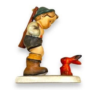 Vintage Hummel Figurine Sensitive Hunter Boy & Bunny Germany TMK2 Full Bee